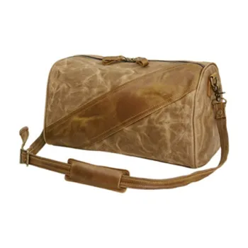 TTaG．baG Leather With Wax Canvas Shoulder Bag, Crossbody Bag Regular Men's Khaki/Army Green/Dark Gray/Black