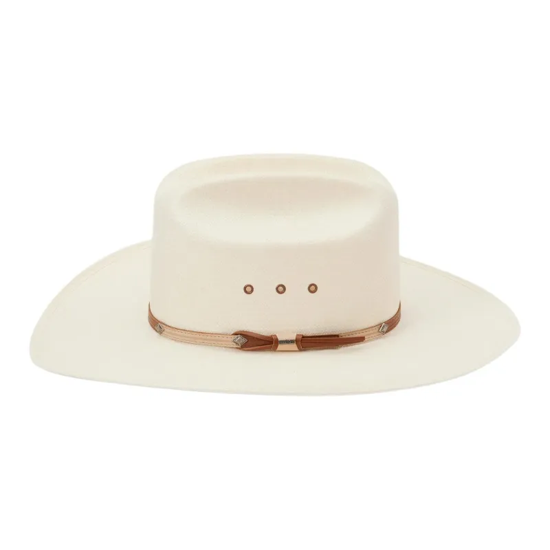 STETSON Straw Leather Sun Protection Hats Unisex Ecru-2