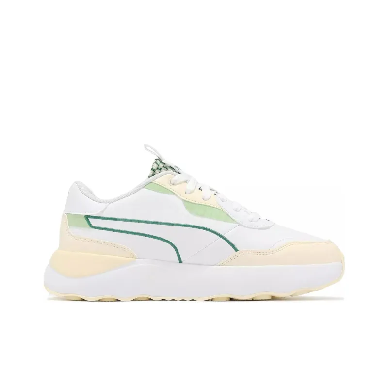 PUMA Runtamed Slip-Resistant Low-Top Casual Shoes Women's White Green-1