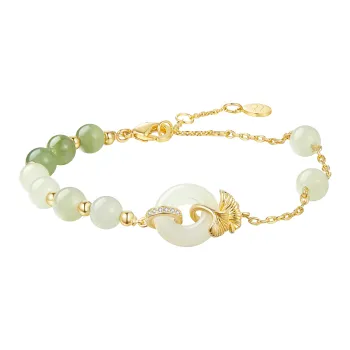 ZEGL Bracelets Pale Greenish White Jade Women's