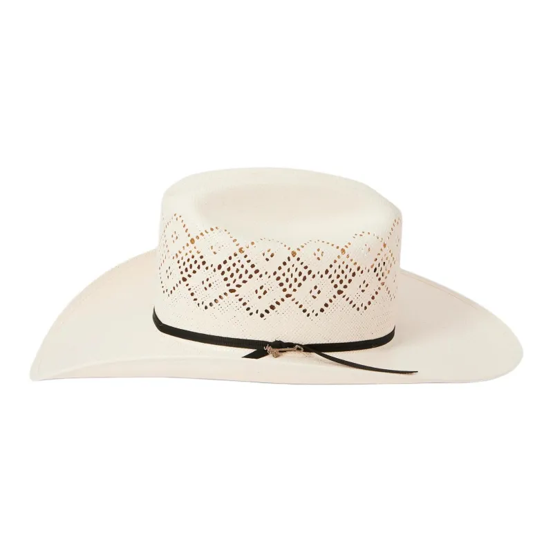 STETSON Grosgrain Ribbon Genuine Leather Straw Sun Protection Hats Unisex Ecru-2