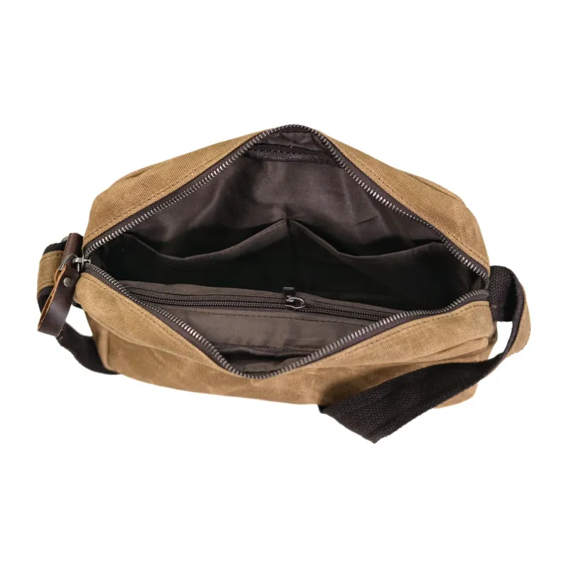 TTaG．baG Canvas With Cow Leather Crossbody Bag Regular Men's Khaki/Green/Black/Dark Gray-1