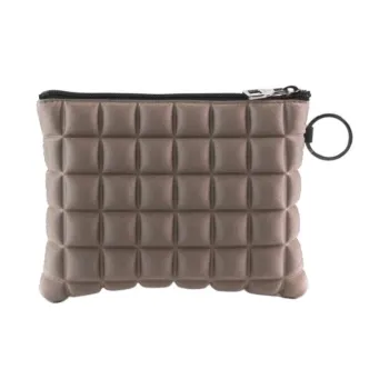 BPRIME 3D Cube Molded Fabric Wallet Mini Women's Light Coffee