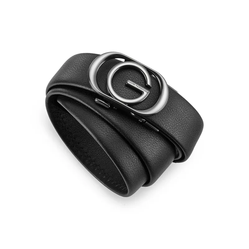 FAIRWHALE Genuine Leather Plain Weave Top Grain Cow Leather Alloy Automatic Buckle Belt Leather Belts Men's Width 3.5CM-4