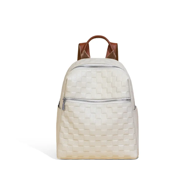 COMELY Cow Leather With Synthetic Leather Backpack Regular Women's White/Black-2