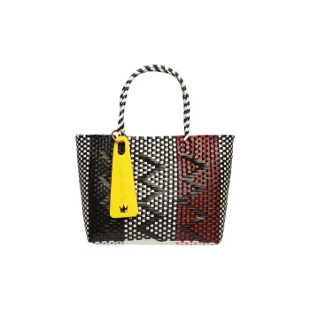 La Milanesa Plastic Tote Bag Shopping Bag Handbag Medium Size Women's Brown & Blue