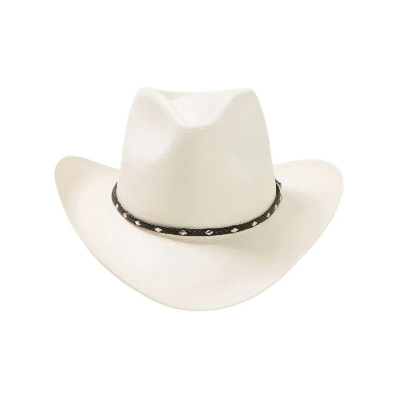 STETSON Straw Leather Denim Sun Protection Hats Unisex White-3