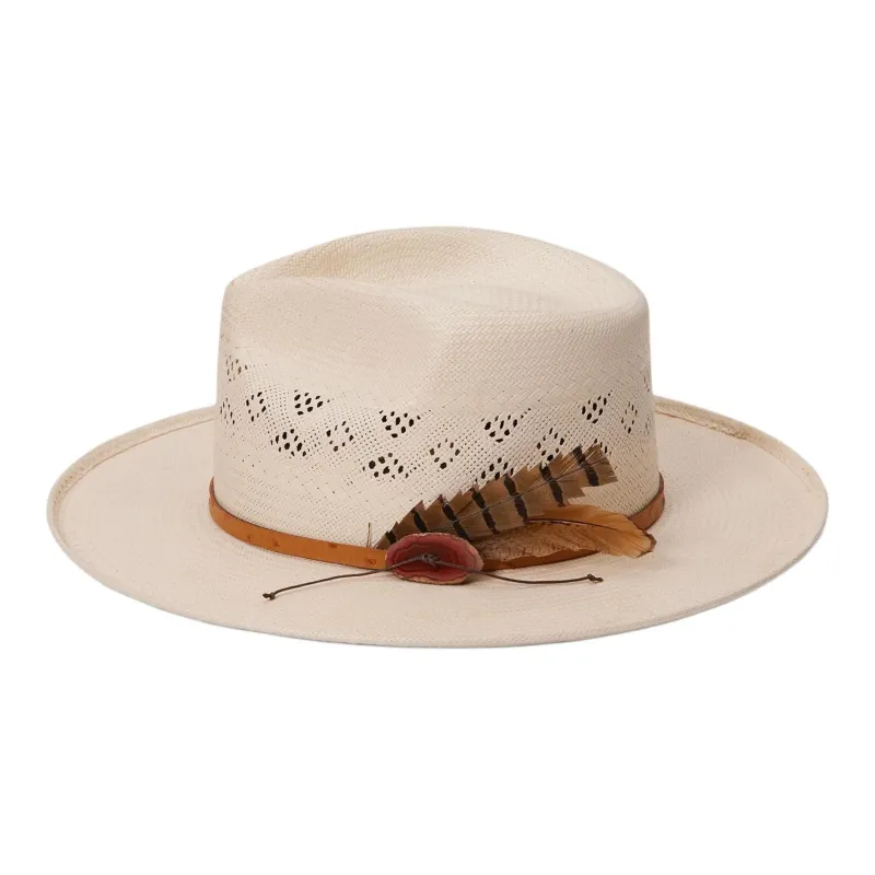 STETSON Silk Agate Stone Fabric Straw Sun Protection Hats Unisex Beige-2