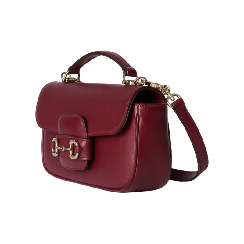 GUCCI Horsebit 1955 Leather Shoulder Bag, Crossbody Bag, Handbag Trumpets Women's Burgundy-1