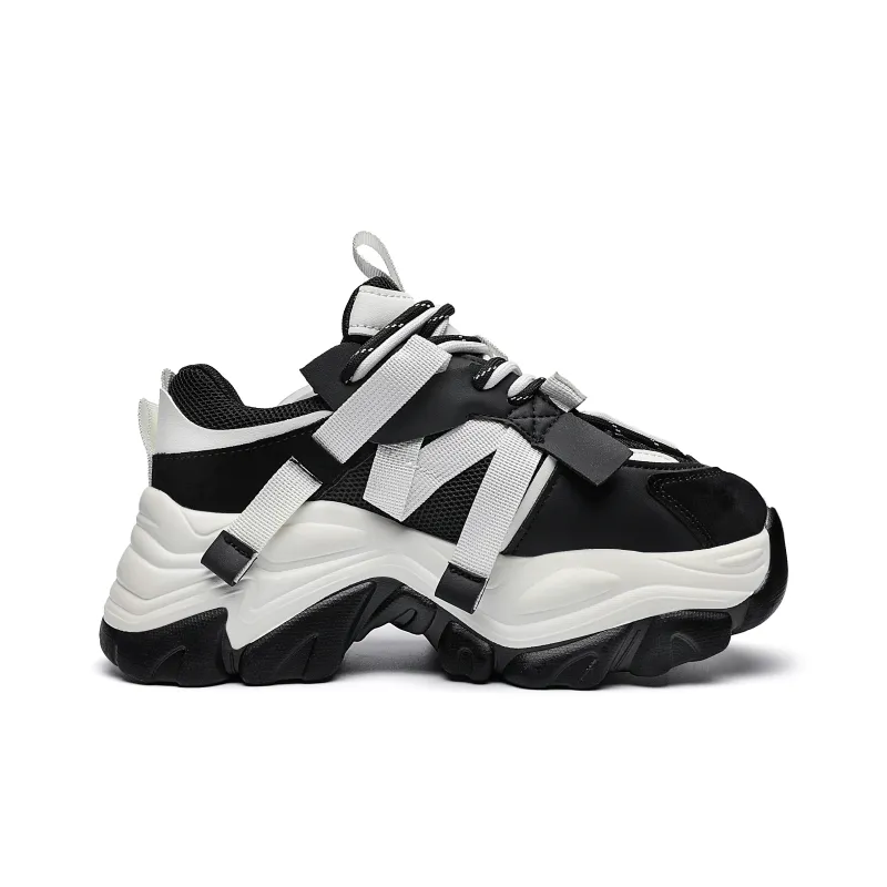 ORD Panda Collection Anti-Slip Wear-Resistant Breathable Lightweight Low-Top Chunky Sneakers Unisex Black White 6cm-19