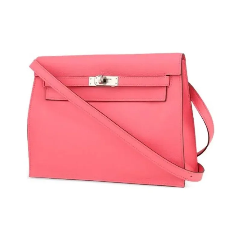 HERMES Kelly Danse Swift Leather Handheld Crossbody Bag Shoulder Bag Regular Women's 8W Rose Azalea New Lip Balm Powder-1