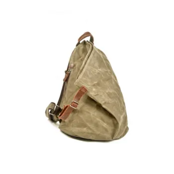 TTaG．baG Top Grain Cow Leather With Waterproof Oil Wax Canvas Backpack Regular Unisex Multicolor