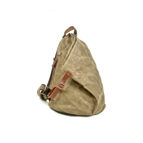 TTaG．baG Top Grain Cow Leather With Waterproof Oil Wax Canvas Backpack Regular Unisex Multicolor