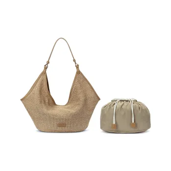 ROBERTA DI CAMERINO Fabric Beach Bag Woven Handbag Women's Brown/Black