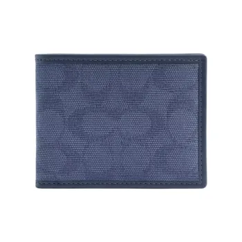 COACH Billfold Wallet Jacquard Canvas Card Holder Card Holder Mini Men's Dark Blue