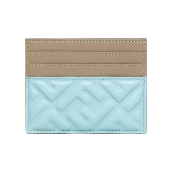 FENDI Leather Card Holder Unisex Light Blue