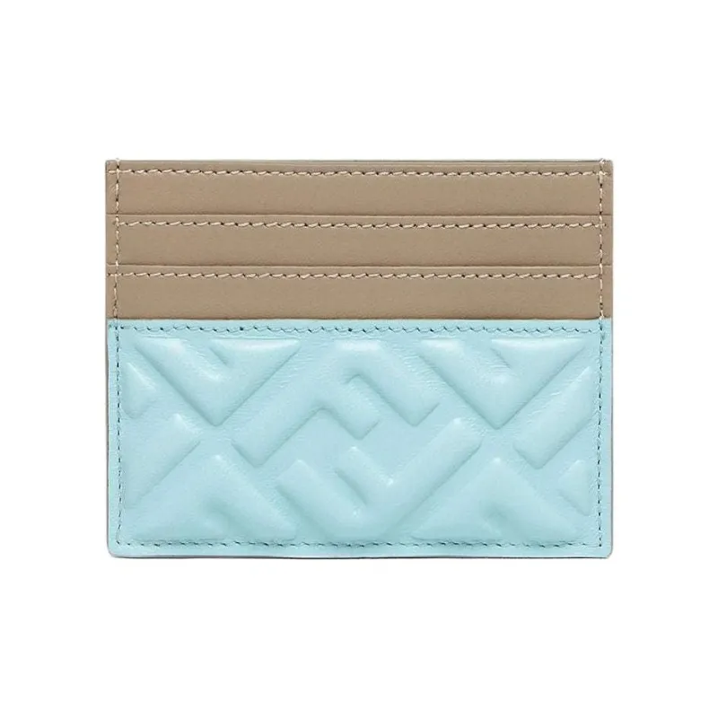 FENDI Leather Card Holder Unisex Light Blue-0