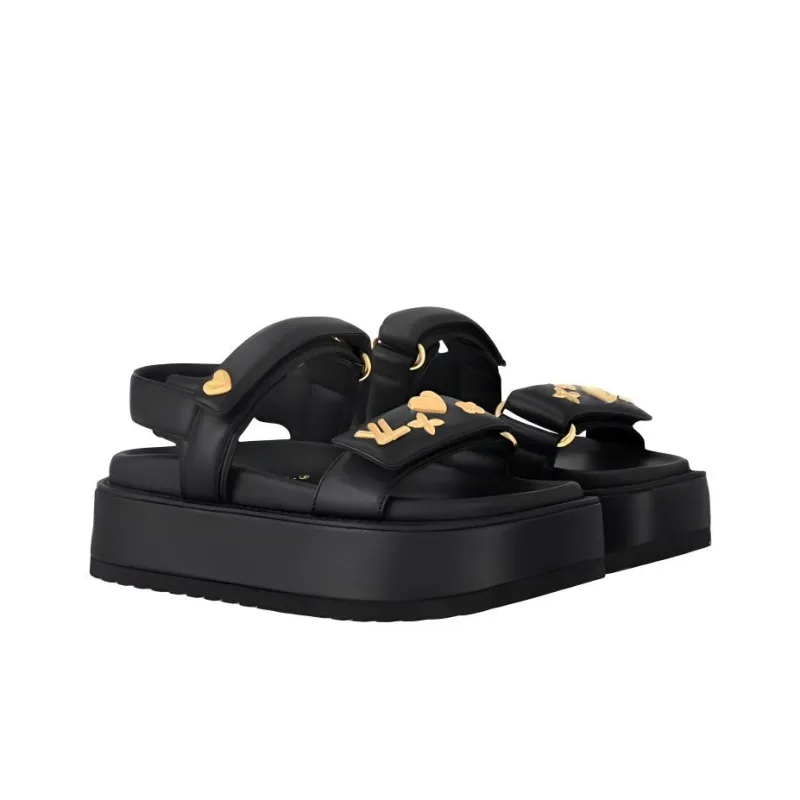 LOUIS VUITTON Sunset Comfort One Strap Sandals 2.5cm Women's Black-2