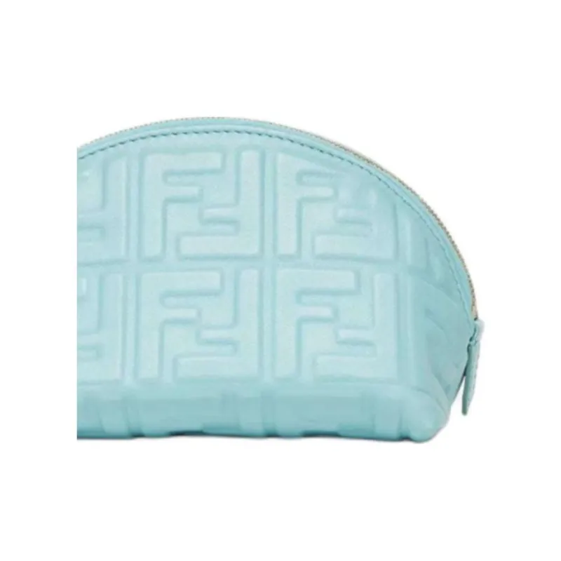 FENDI Baguette Leather Clutch Small Size Women's Light Blue-3