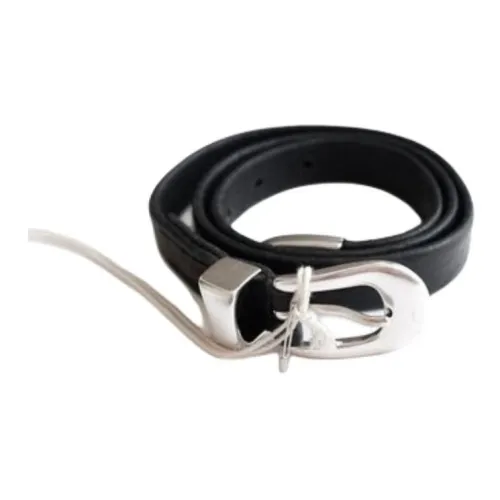 OUR LEGACY Satin Design Cow Leather Leather Belts Men's Black/Brown Width: 2CM