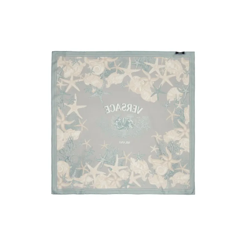 VERSACE Silk . Silk Scarves Men's Gray/Beige-1
