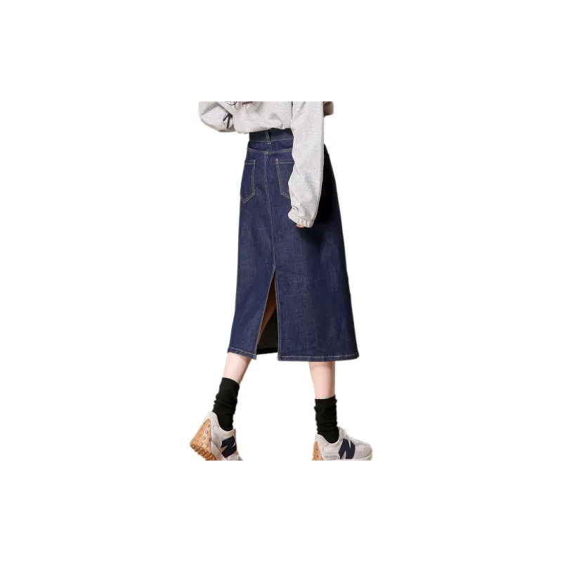 JEANSWEST Denim Long Skirt Women's-6