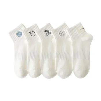 MIIOW Ankle Socks Women's 5 Pack White
