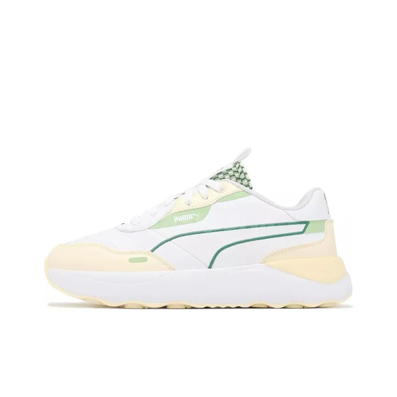 PUMA Runtamed Slip-Resistant Low-Top Casual Shoes Women's White Green-0