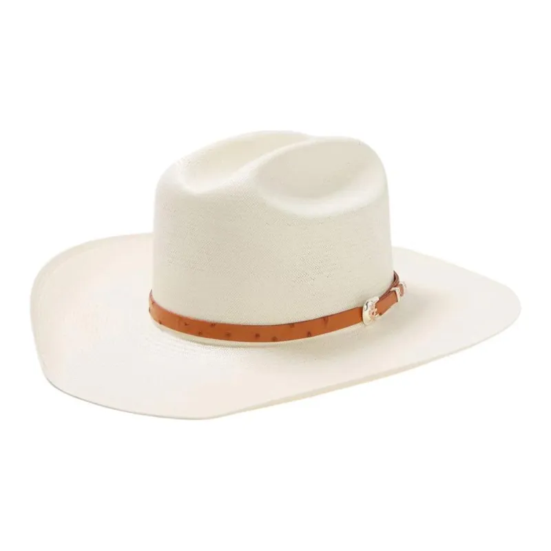 STETSON Straw Leather Sun Protection Hats Unisex Beige-0