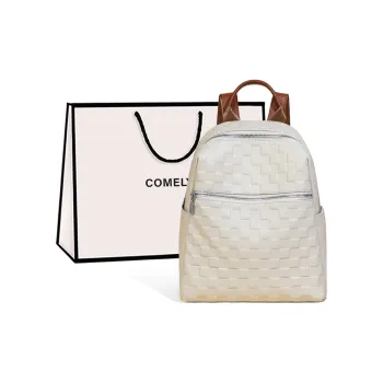COMELY Cow Leather With Synthetic Leather Backpack Regular Women's White/Black