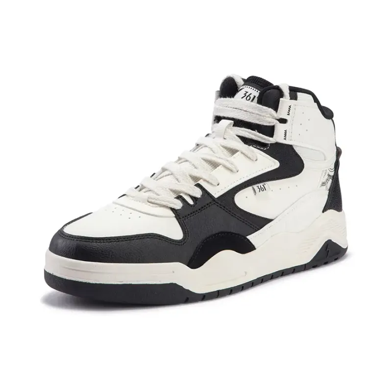 361° Xingran 4 Wear Resistant High Top Skateboard Shoes Men's White Black-1