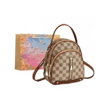 BRINCH PU Backpack On The Shoulder Regular Women's Khaki/Coffee