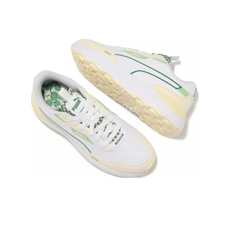 PUMA Runtamed Slip-Resistant Low-Top Casual Shoes Women's White Green-2