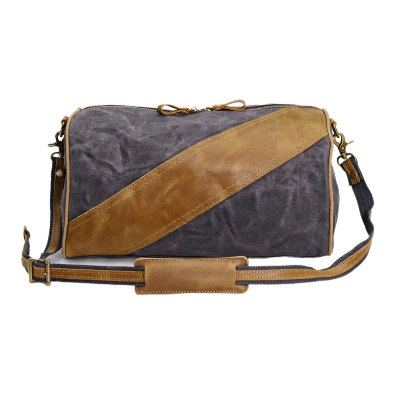 TTaG．baG Leather With Wax Canvas Shoulder Bag, Crossbody Bag Regular Men's Khaki/Army Green/Dark Gray/Black-10