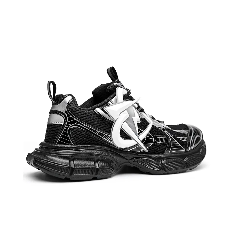 MVA Anti Slip And Wear Resistant Lightweight Low Top Chunky Sneakers Unisex Black White-3