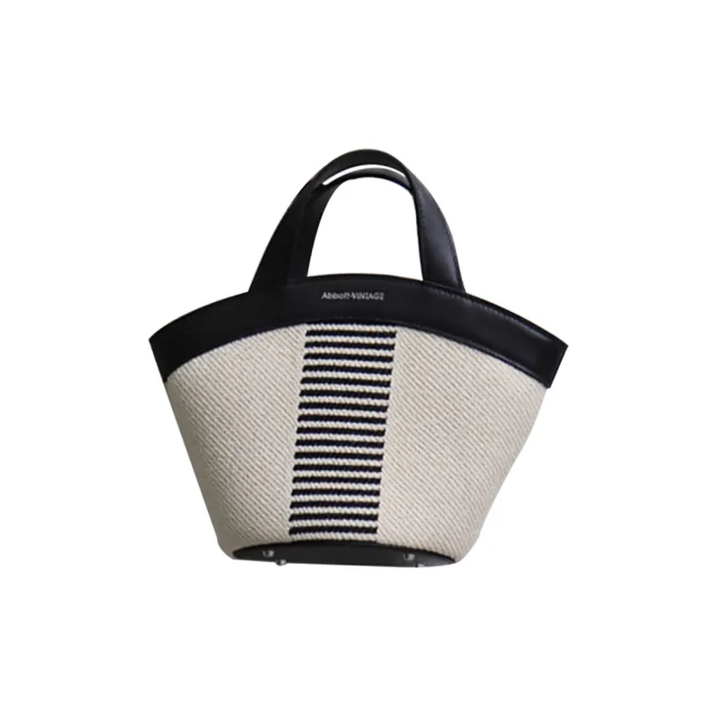 Abbott-VINTAGE Cow Leather Shoulder Bag Small Size Women's Zebra White/Yellow Linen-0