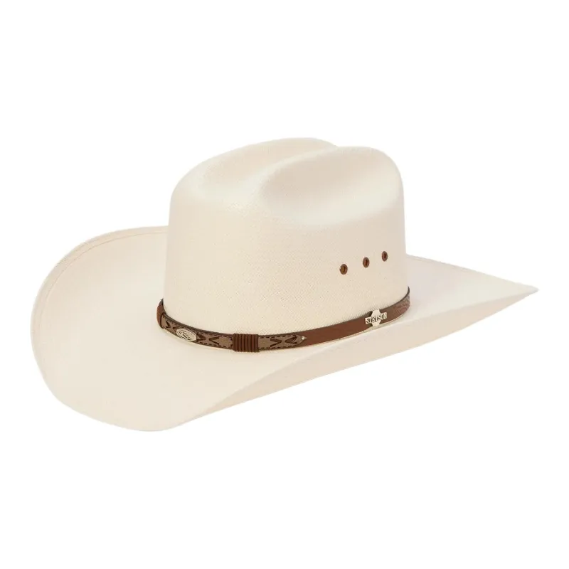 STETSON Straw Straw Genuine Leather Leather Sun Protection Hats Unisex Ecru-0