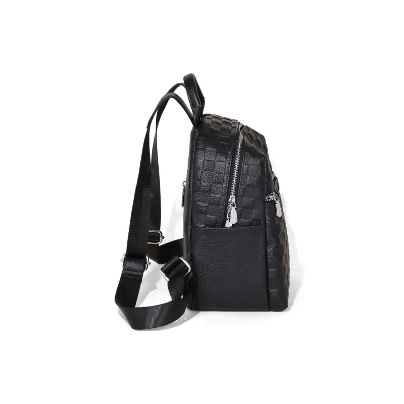 COMELY Cow Leather With Synthetic Leather Backpack Regular Women's White/Black-10