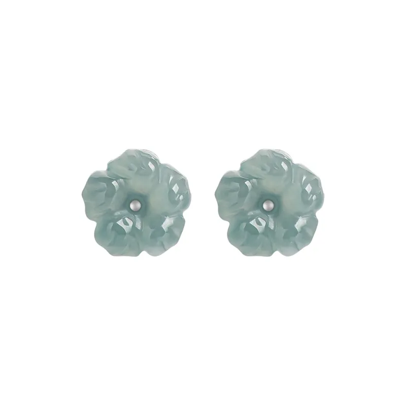 MAMADESHOUHU Ice Glutinous Jadeite Stud Earrings Women's-0