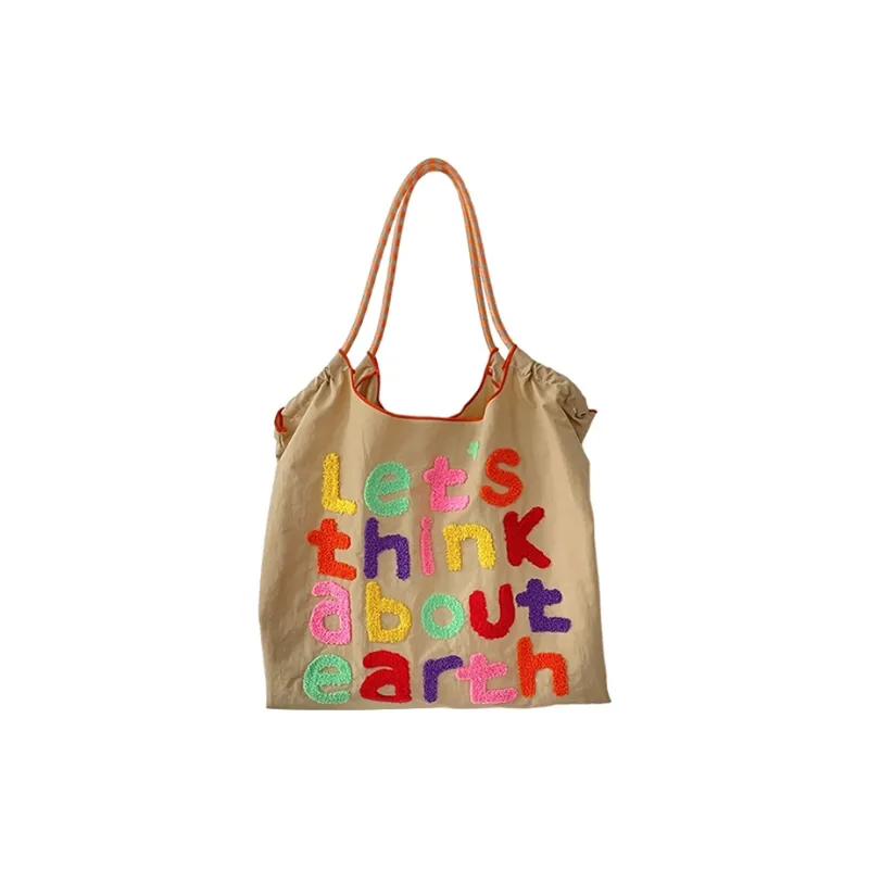 GKY Polyester Tote Bag Shopping Bag Shoulder Bags Unisex Yellow/Purple/Light Gray/Brown/Pink-15