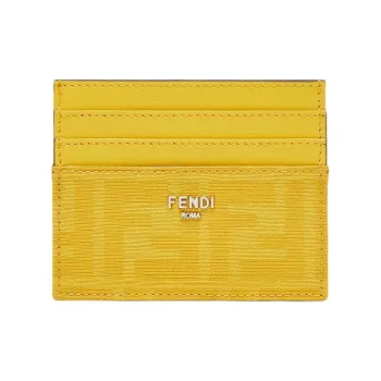 FENDI ROMA Jacquard Fabric Card Holder Regular Unisex Yellow