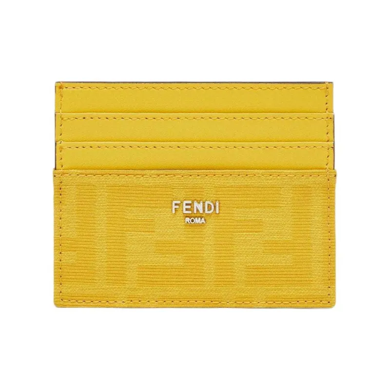 FENDI ROMA Jacquard Fabric Card Holder Regular Unisex Yellow-0