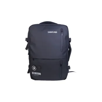 SWIMFUNER Waterproof Polyester Travel Backpack, Portable Regular Unisex Black