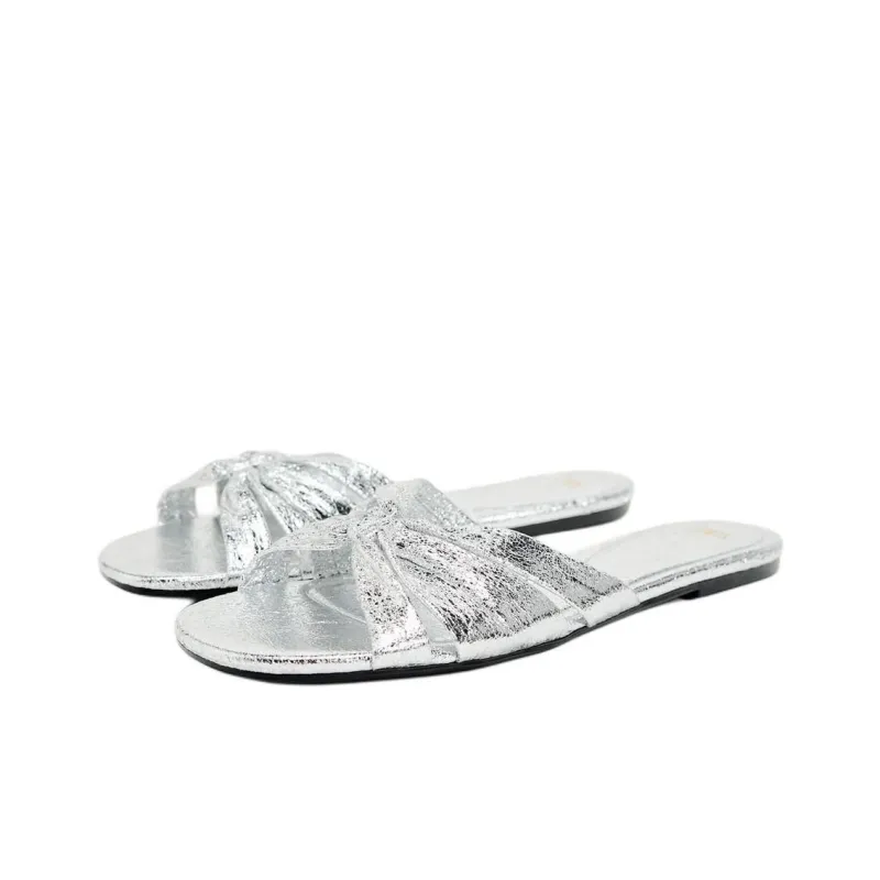 ZARA Slide Slippers Women's Silver-1