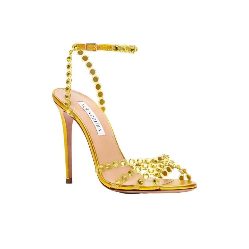 AQUAZZURA Tequila Plexi 105 Stylish Sandals Women's Yellow-3