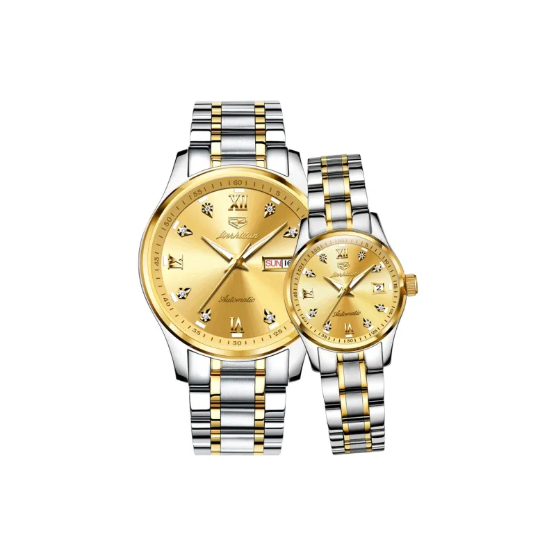 Jin Shi Dun Watch Box For Couples A Pair Mechanical Movement Stainless Steel Watchband Watch Unisex White Dial-26
