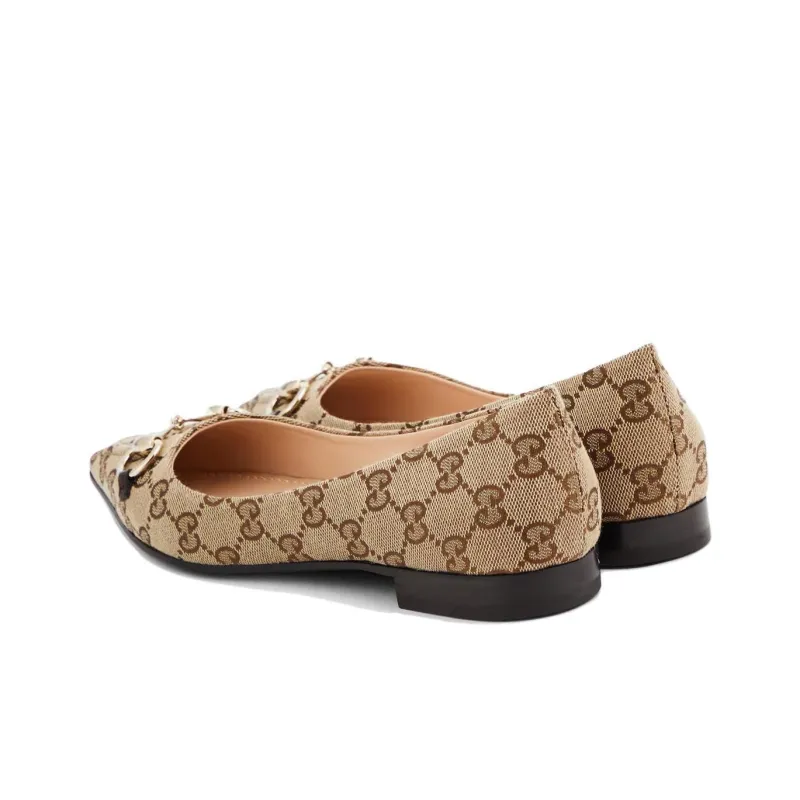 GUCCI Women's Slingback Ballet Flat 'GG Canvas Beige Ebony' Women's-2