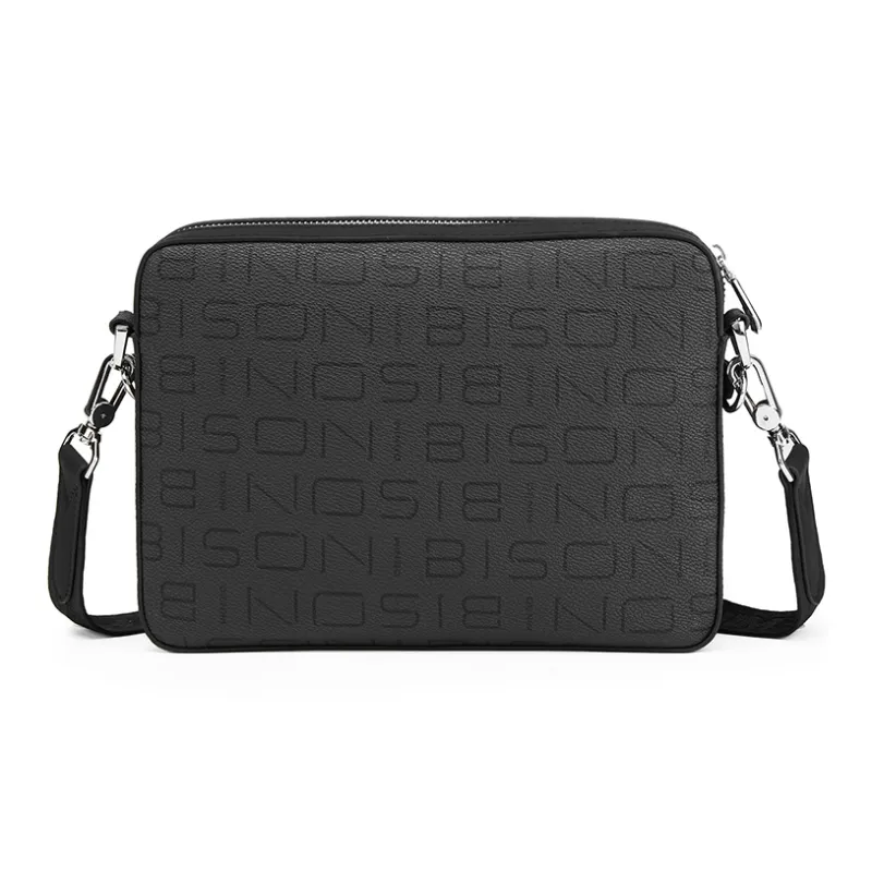 BISON DENIM PVC, Microfiber, Synthetic Leather, Textile Crossbody Bag, Shoulder Bag Men's Black-2