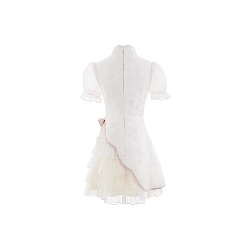 Zukizuki Short Sleeved Dresses Women's White-1