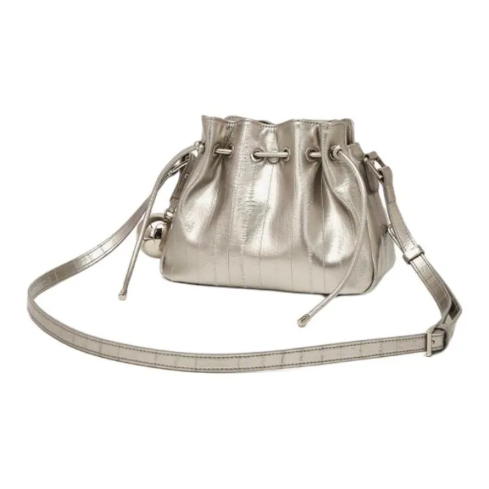 DAPHNE PU Shoulder Bag Medium Size Women's Silver-3